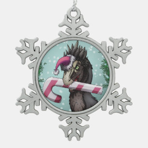 Merry Kerstdinosaur Tin Sneeuwvlok Ornament