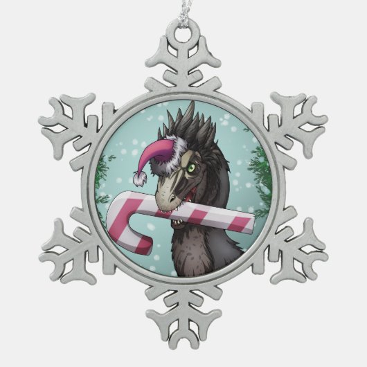 Merry Kerstdinosaur Tin Sneeuwvlok Ornament (Voorkant)