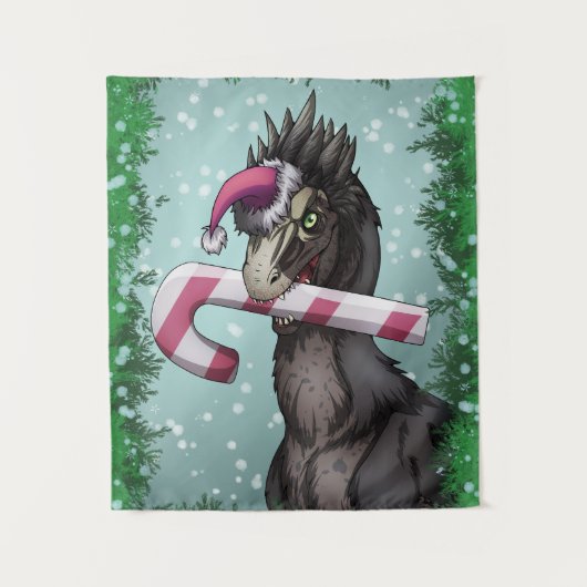 Merry Kerstdinosaur Wandkleed (Voorkant)