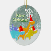 Merry Kerstdinosauriaanse sieraad Keramisch Ornament (Rechts)