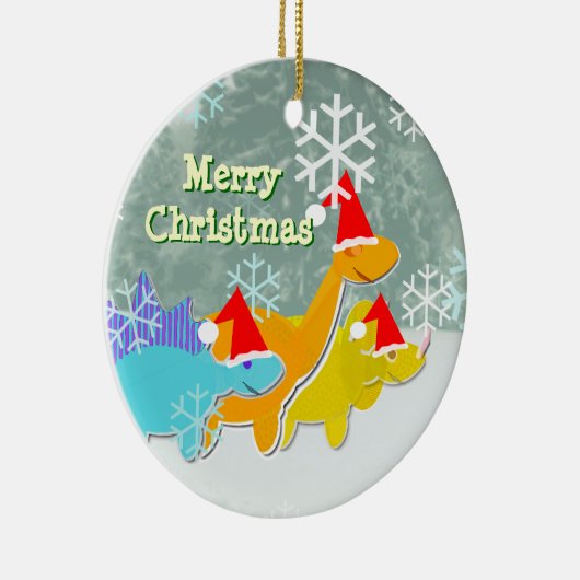 Merry Kerstdinosauriaanse sieraad Keramisch Ornament (Rechts)