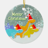 Merry Kerstdinosauriaanse sieraad Keramisch Ornament (Voorkant)
