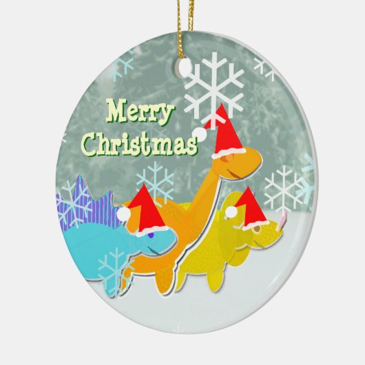Merry Kerstdinosauriaanse sieraad Keramisch Ornament (Links)