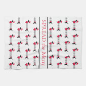 Merry Kerstdogs Cute Dachshunds Typografie Theedoek (Horizontaal)