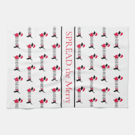 Merry Kerstdogs Cute Dachshunds Typografie Theedoek