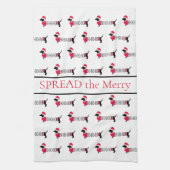 Merry Kerstdogs Cute Dachshunds Typografie Theedoek (Verticaal)
