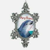 Merry Kerstdolphin Tin Sneeuwvlok Ornament (Links)