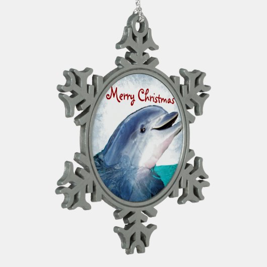 Merry Kerstdolphin Tin Sneeuwvlok Ornament (Links)
