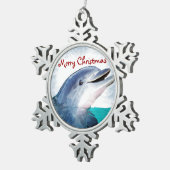 Merry Kerstdolphin Tin Sneeuwvlok Ornament (Rechts)