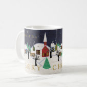 Merry Kerstdorp Folk Art Monogrammed Name Koffiemok (Voorkant links)