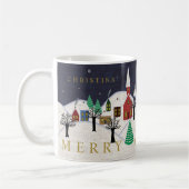 Merry Kerstdorp Folk Art Monogrammed Name Koffiemok (Links)