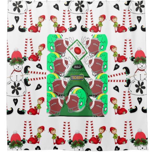 Merry Kerstdouwer Football Elf Douchegordijn (Voorkant)