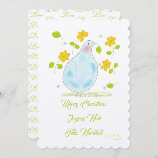 Merry Kerstdove Kaart (Voorkant / Achterkant)