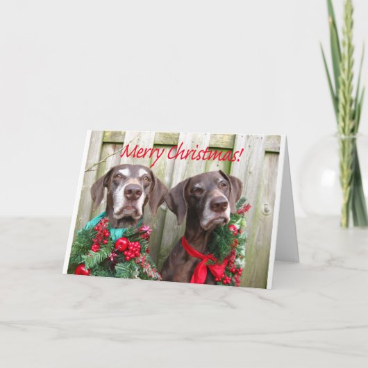 Merry Kerstduitse stengelige aanwijzer Feestdagen Kaart (Voorkant)