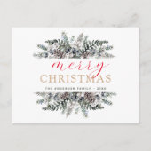 Merry Kerstdusty Blue Greenery Holiday Feestdagenkaart (Voorkant)