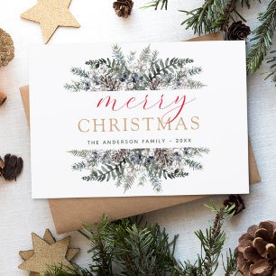 Merry Kerstdusty Blue Greenery Holiday Feestdagenkaart