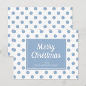 Merry Kerstdusty Blue Polka Dots Briefkaart (Voorkant / Achterkant)