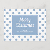 Merry Kerstdusty Blue Polka Dots Briefkaart (Voorkant)