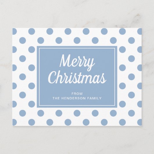 Merry Kerstdusty Blue Polka Dots Briefkaart (Voorkant)