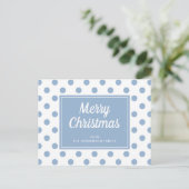 Merry Kerstdusty Blue Polka Dots Briefkaart (Staand voorkant)