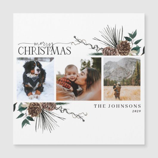 Merry Kerstdusty Winter Holiday Kaart Magnet (Voorkant)