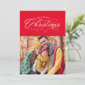Merry Kerstelegant Red één foto Feestdagenkaart (Staand voorkant)