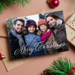 Merry Kerstelegant script één foto-sneeuw Feestdagenkaart