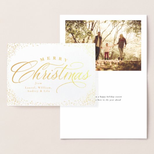 Merry Kerstelegant script één foto vakantie Folie Kaarten (Display)