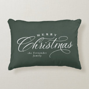 Merry Kerstelegant script green vakantiedecor Accent Kussen
