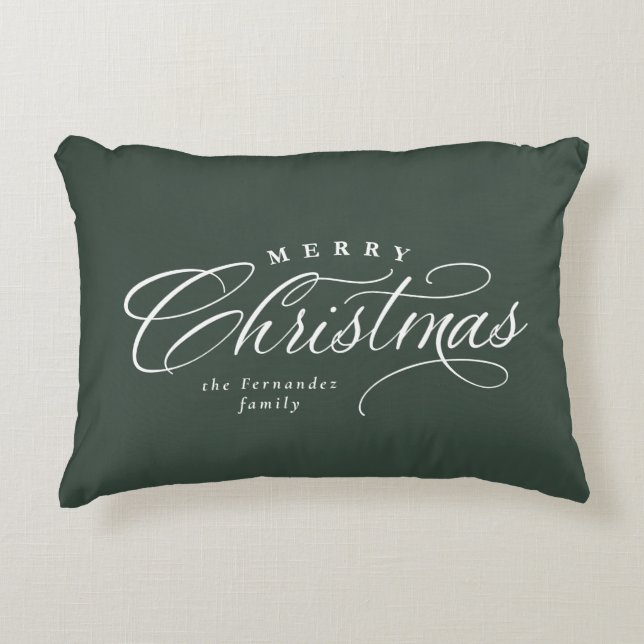 Merry Kerstelegant script green vakantiedecor Accent Kussen (Voorkant)