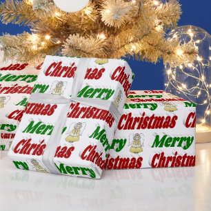 Merry Kerstengel rode typografie Cadeaupapier