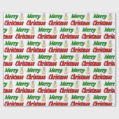 Merry Kerstengel rode typografie Cadeaupapier (Vlak)