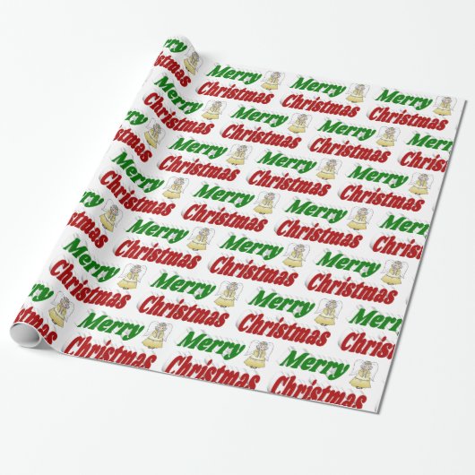 Merry Kerstengel rode typografie Cadeaupapier (Uitgerold)