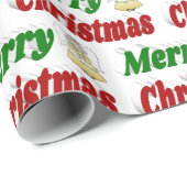 Merry Kerstengel rode typografie Cadeaupapier (Rol Hoek)
