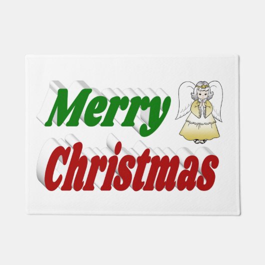Merry Kerstengel rode typografie Deurmat (Voorkant)