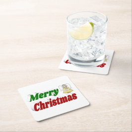 Merry Kerstengel rode typografie Kartonnen Onderzetters