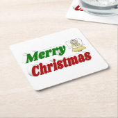 Merry Kerstengel rode typografie Kartonnen Onderzetters (Schuin)