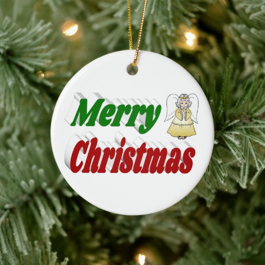 Merry Kerstengel rode typografie Keramisch Ornament (Boom)