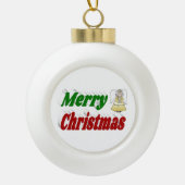 Merry Kerstengel rode typografie Keramische Bal Ornament (Voorkant)