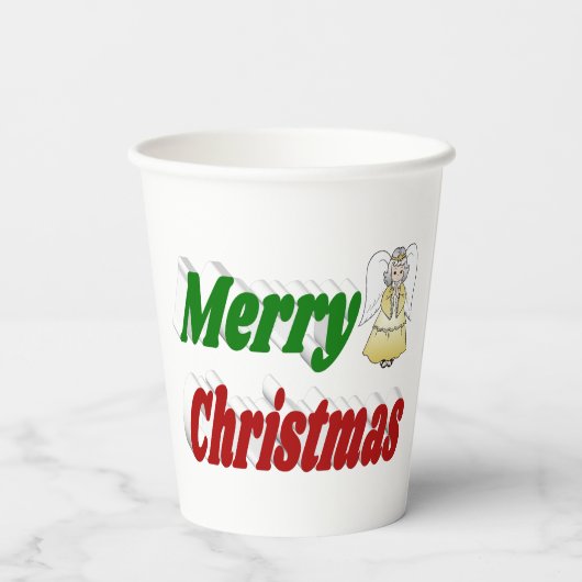 Merry Kerstengel rode typografie Papieren Bekers (Achterkant)