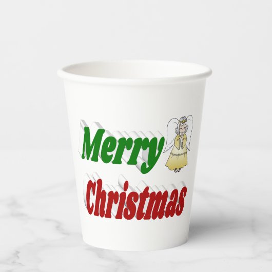 Merry Kerstengel rode typografie Papieren Bekers (Voorkant)