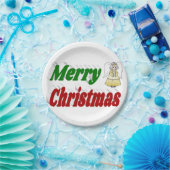Merry Kerstengel rode typografie Papieren Bordje (Feest)