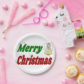 Merry Kerstengel rode typografie Papieren Bordje (Feest)