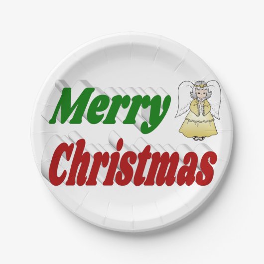 Merry Kerstengel rode typografie Papieren Bordje (Voorkant)