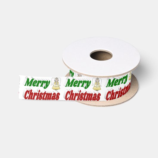 Merry Kerstengel rode typografie Satijnen Lint (Spoel)