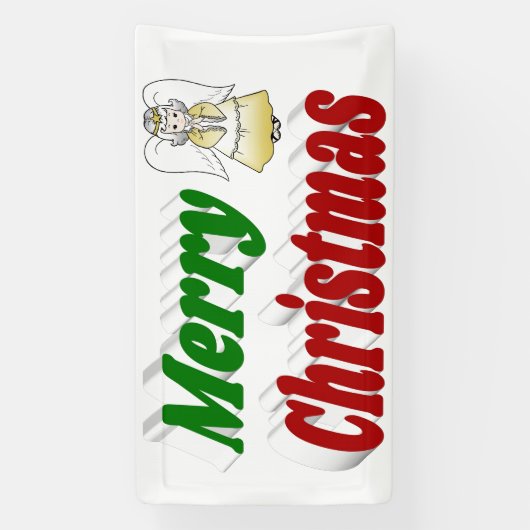 Merry Kerstengel rode typografie Spandoek (Verticaal)