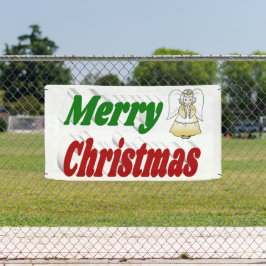 Merry Kerstengel rode typografie Spandoek