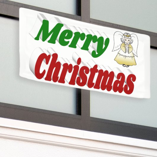 Merry Kerstengel rode typografie Spandoek (Buitenkant Gebouw)