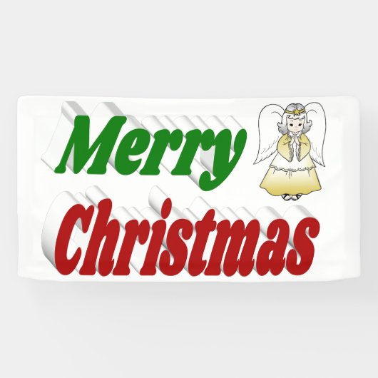 Merry Kerstengel rode typografie Spandoek (Horizontaal)