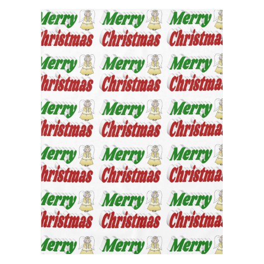 Merry Kerstengel rode typografie Tafelkleed (Voorkant)